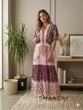 FARM Rio x Anthropologie Glam Tapestry Lace Maxi Dress Women's Medium NWT
